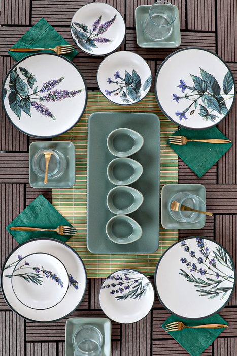 Hermia Set de desayuno de 21 piezas en gres cerámico Hermia Set de desayuno de 21 piezas en gres cerámico